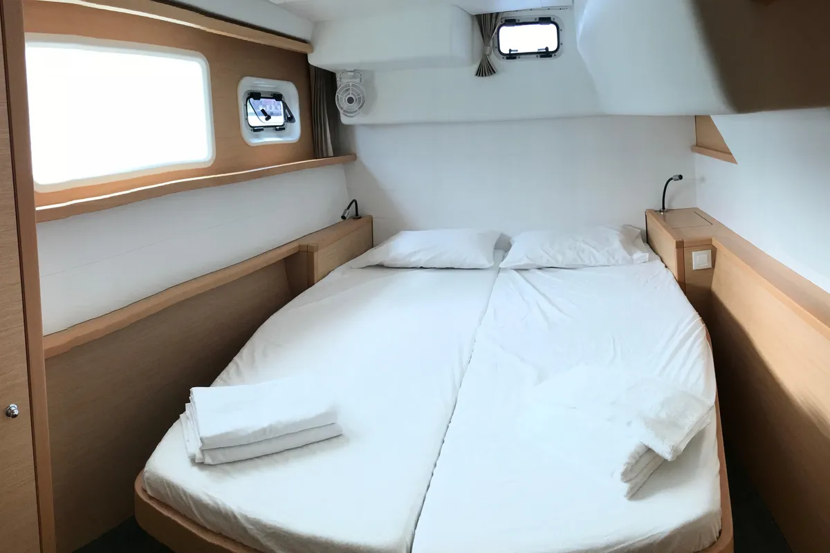 Cabin on Fantasy, a Lagoon 450 catamaran at Preveza, Greece