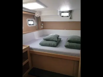 Cabin on Aladabra, a Lagoon 40 catamaran at Larmor-Plage, France