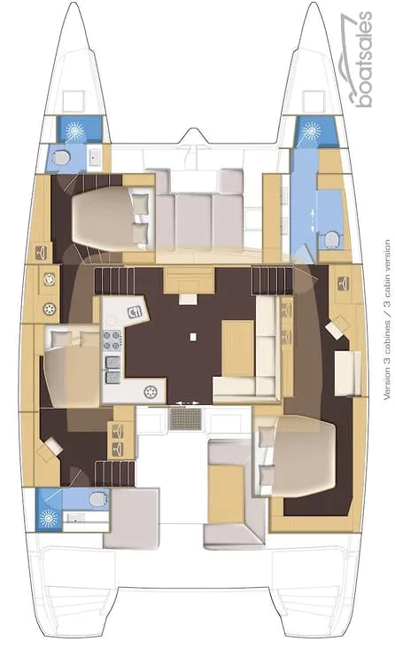Floor plan of Aladabra, a Lagoon 40 catamaran at Larmor-Plage, France