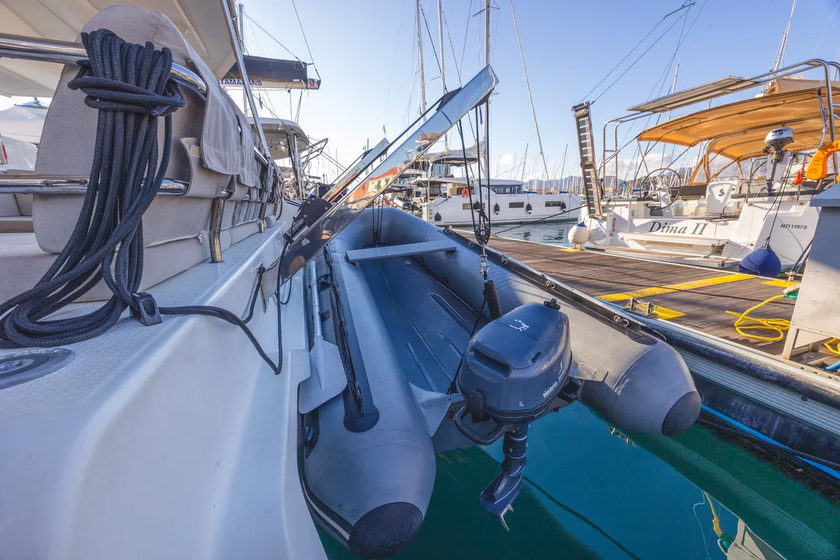 Nostos, a Fountaine Pajot Astrea 42 catamaran at Lefkada, Greece