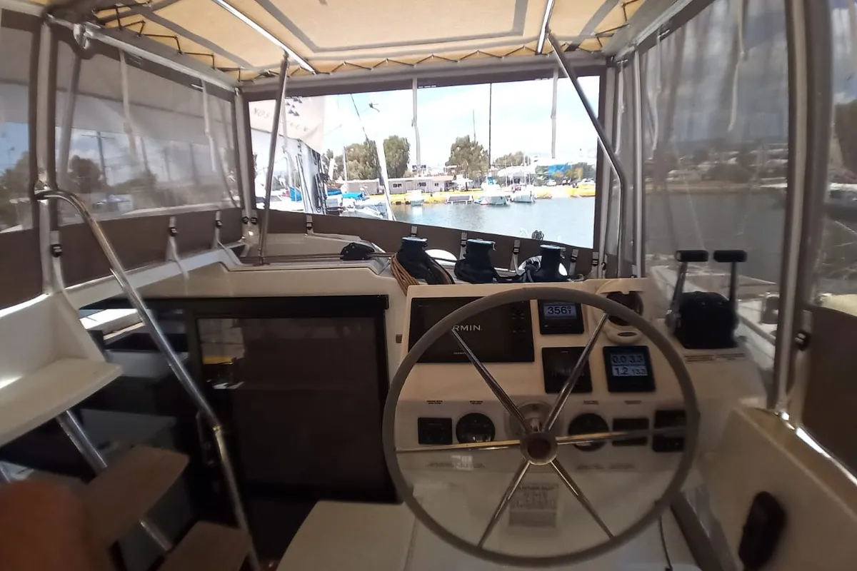 Salon of Nostos, a Fountaine Pajot Astrea 42 catamaran at Municipal Unit of Lefkada, Greece