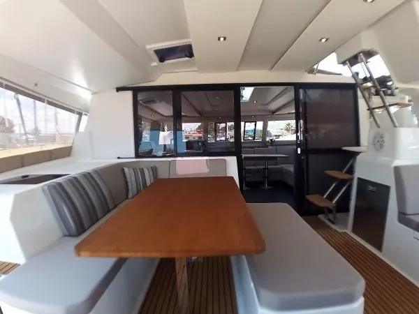 Deck of Nostos, a Fountaine Pajot Astrea 42 catamaran at Municipal Unit of Lefkada, Greece