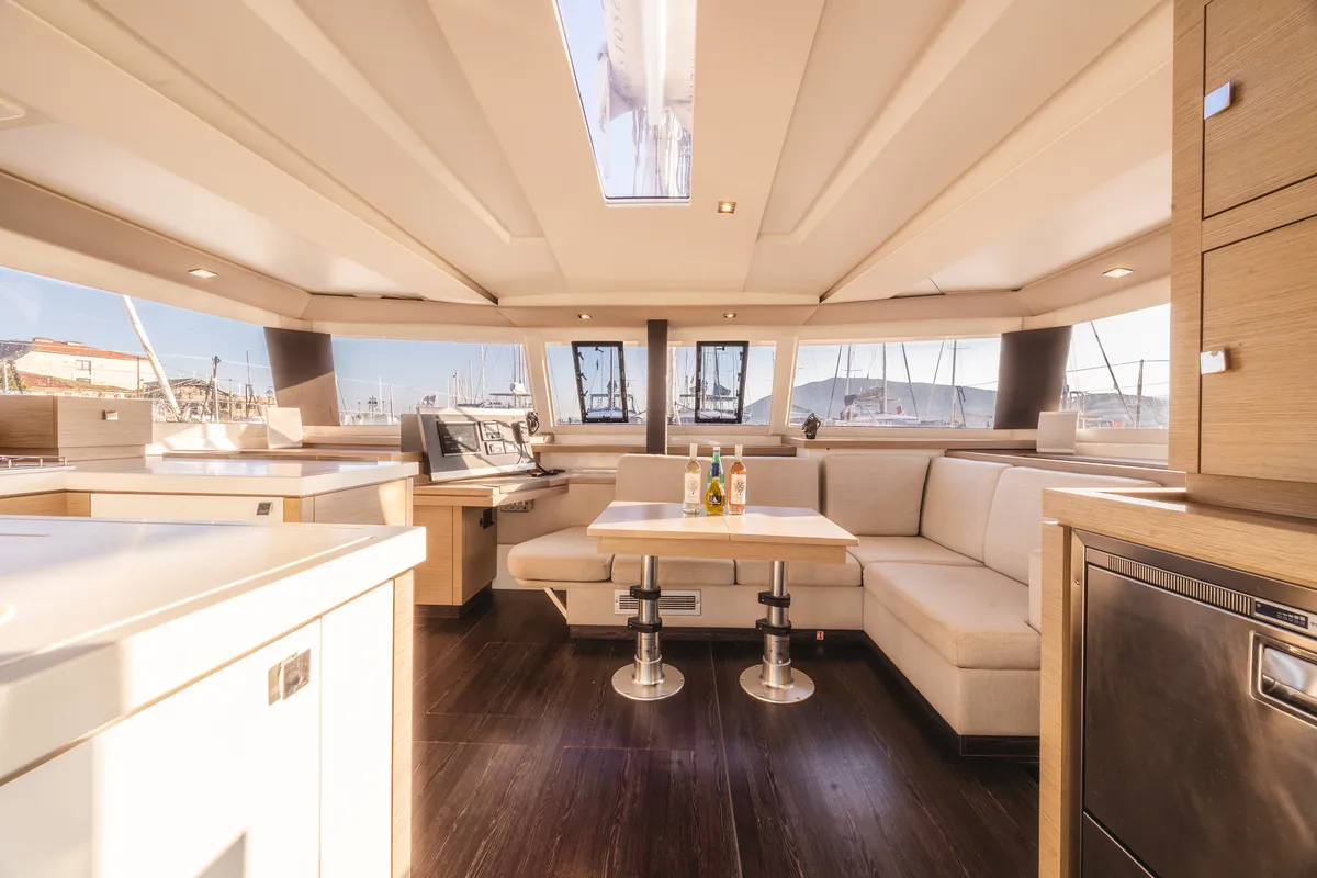 Nostos, a Fountaine Pajot Astrea 42 catamaran at Lefkada, Greece