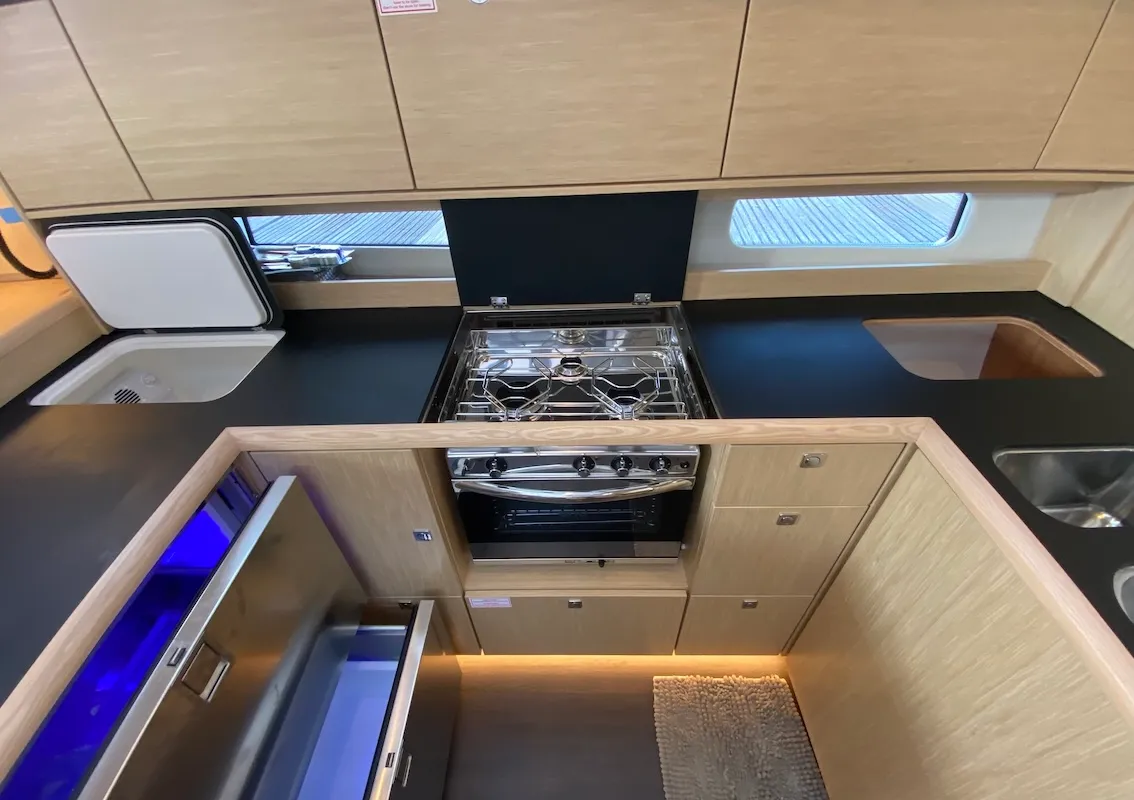 Galley of Lady Andaman, a Bavaria C46 sailboat at Mai Khao, Thailand