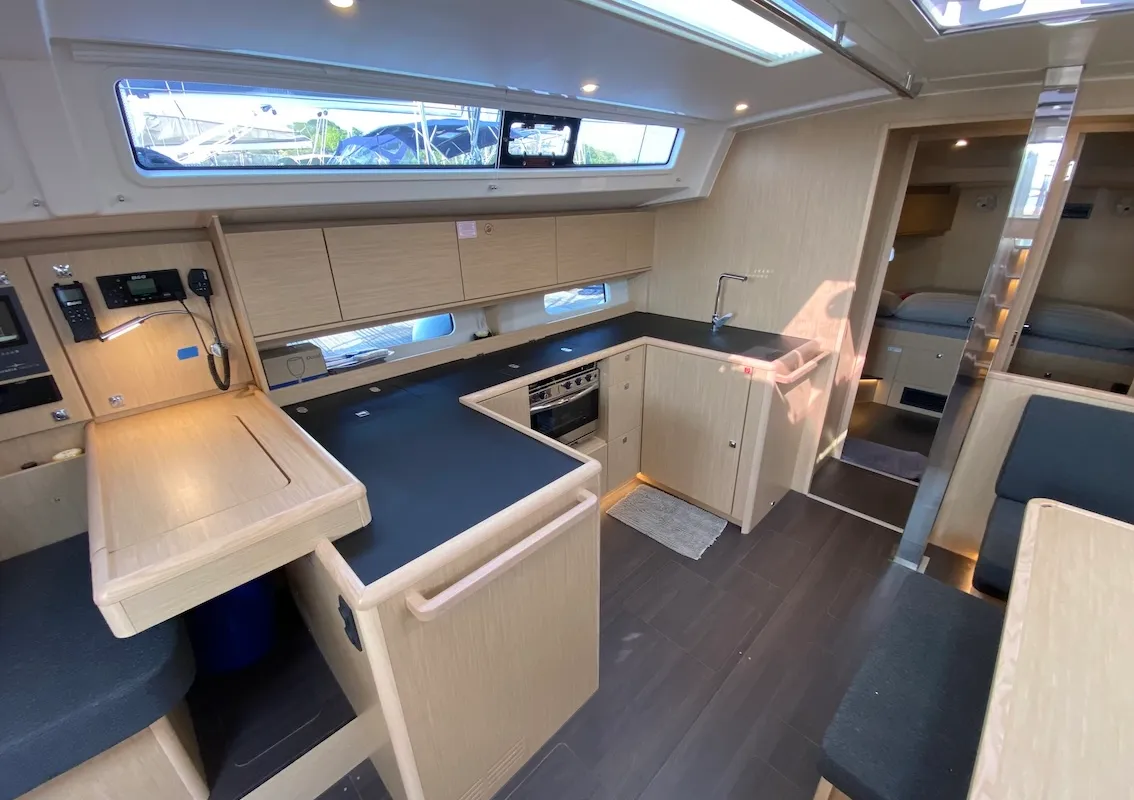 Galley of Lady Andaman, a Bavaria C46 sailboat at Mai Khao, Thailand