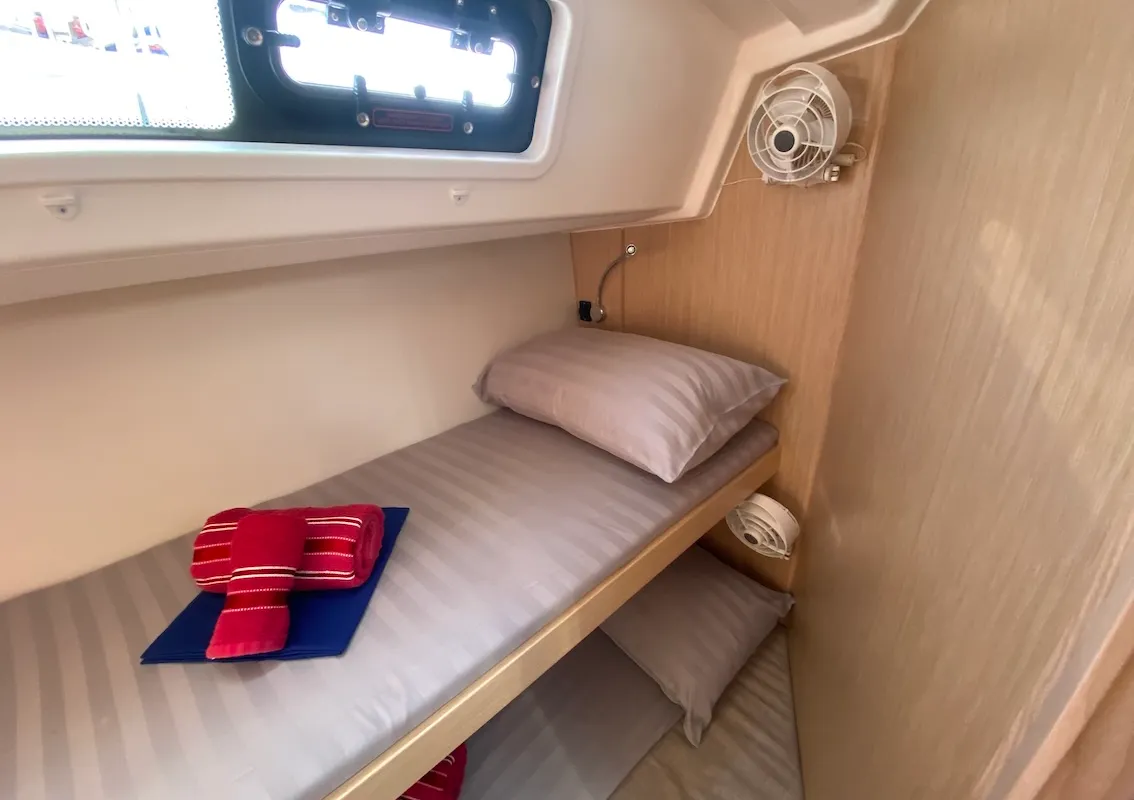 Cabin on Lady Andaman, a Bavaria C46 sailboat at Mai Khao, Thailand