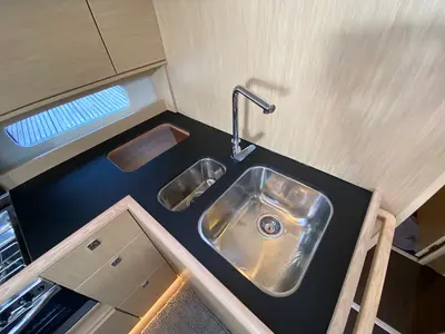 Galley of Lady Andaman, a Bavaria C46 sailboat at Mai Khao, Thailand