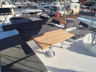 Deck of Royal Salute, a Bali 4.6 catamaran at Fethiye, Turkey