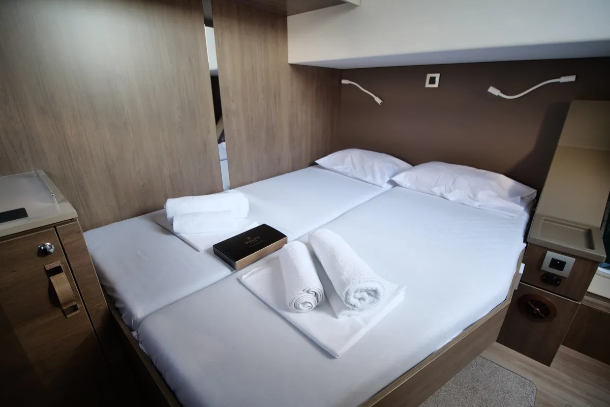 Cabin on EAGLE, a Bali 4.8 catamaran at Lavreotiki Municipal Unit, Greece
