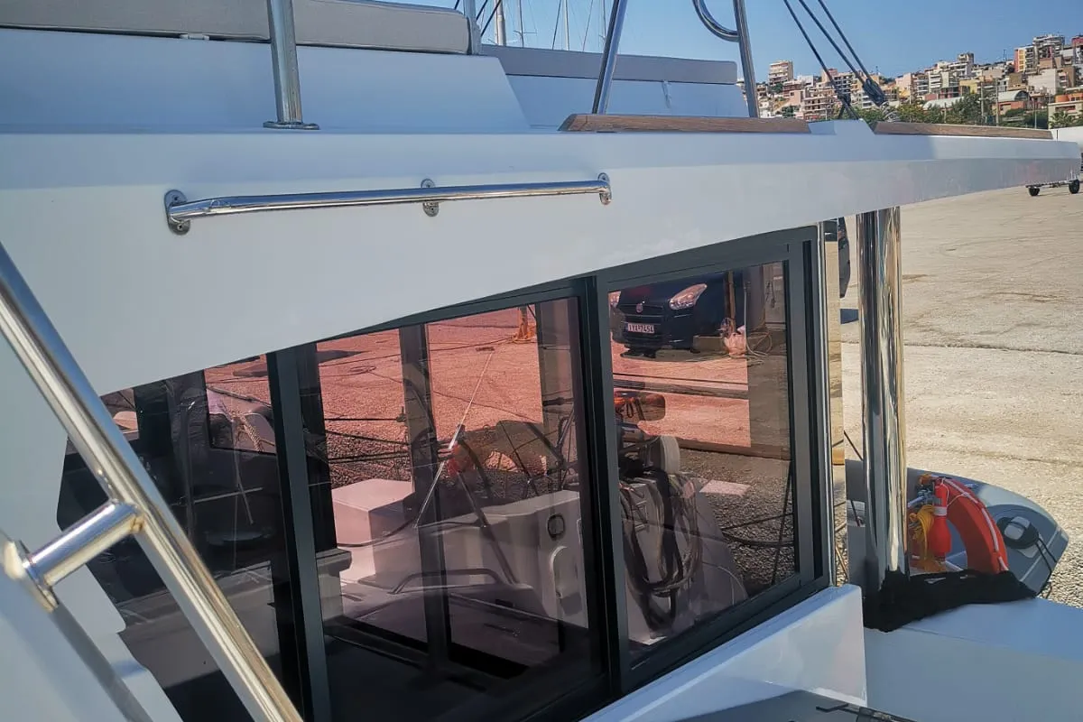Exterior view of EAGLE, a Bali 4.8 catamaran at Lavreotiki Municipal Unit, Greece