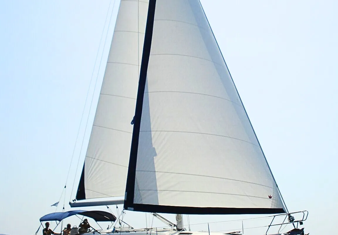 Exterior view of IONA, a Bavaria C38 sailboat at Municipal Unit of Ellomenos, Greece