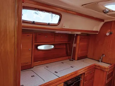Galley of IONA, a Bavaria C38 sailboat at Municipal Unit of Ellomenos, Greece