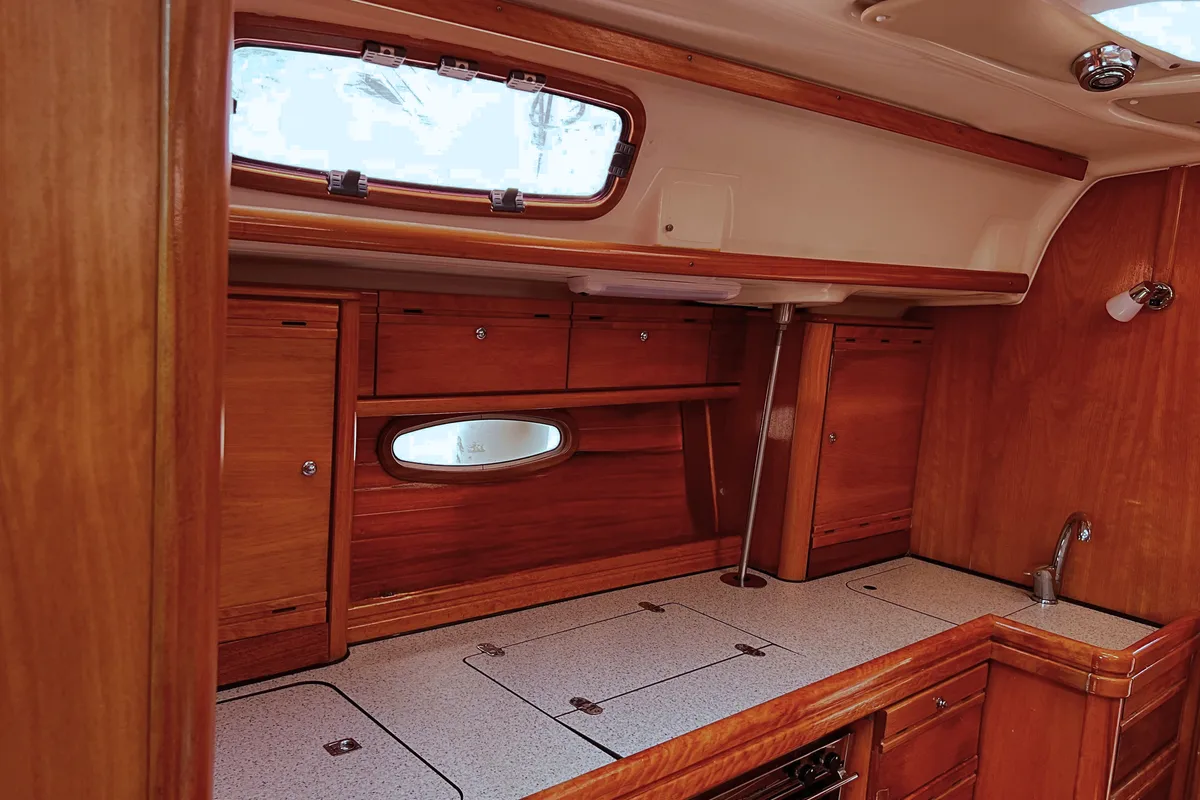Galley of IONA, a Bavaria C38 sailboat at Municipal Unit of Ellomenos, Greece