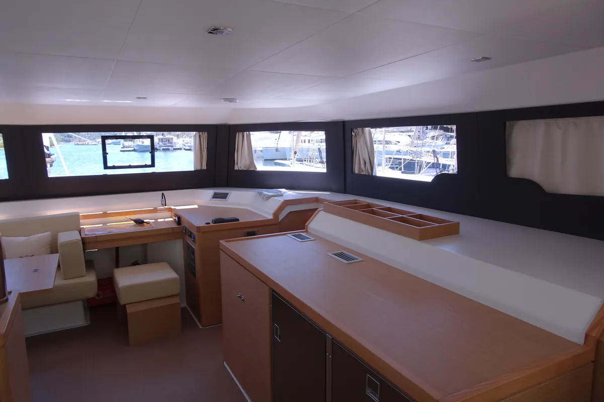Salon of Sonia, a Dufour Catamaran 48 catamaran at Salerno, Italy