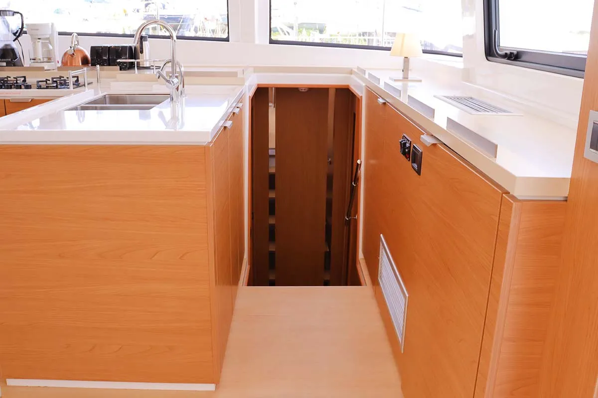 Salon of Schrödinger's, a Bali 5.4 catamaran at Road Town, British Virgin Islands