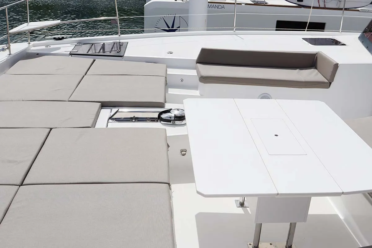 Deck of Schrödinger's, a Bali 5.4 catamaran at Road Town, British Virgin Islands