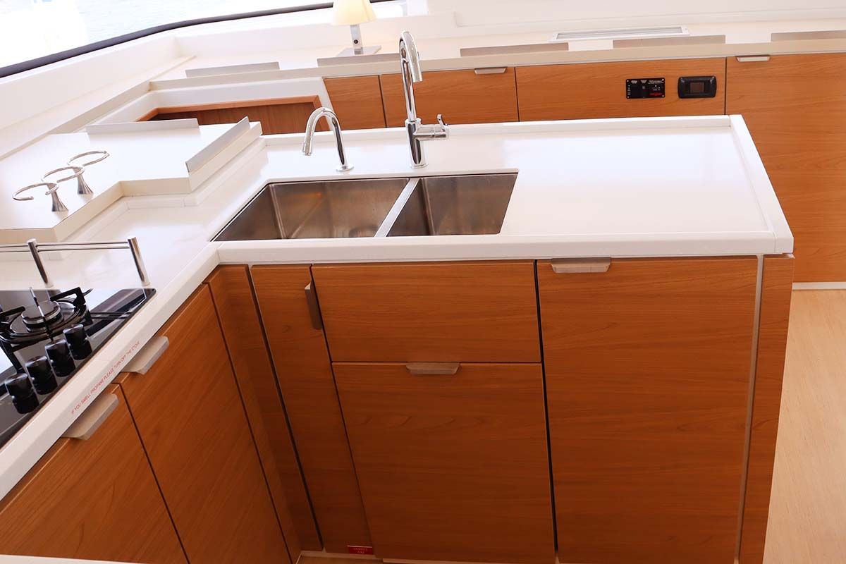 Galley of Schrödinger's, a Bali 5.4 catamaran at Road Town, British Virgin Islands