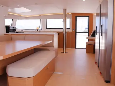 Salon of Schrödinger's, a Bali 5.4 catamaran at Road Town, British Virgin Islands