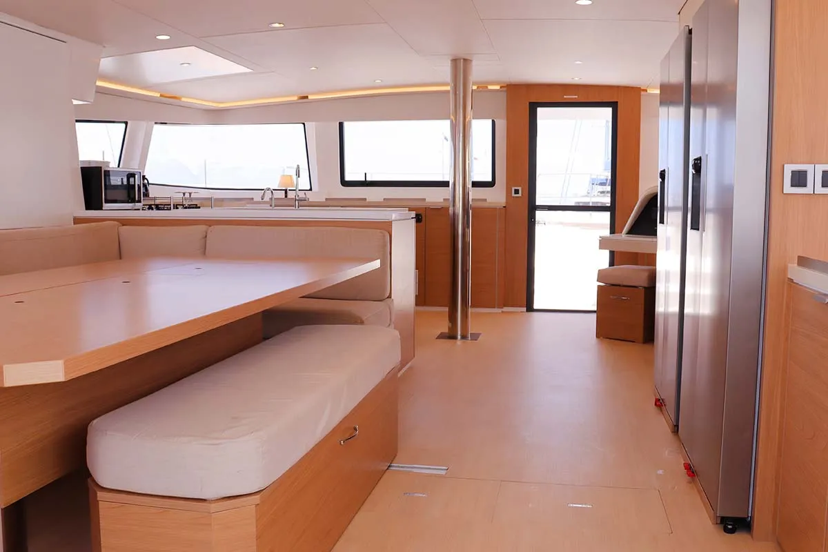 Salon of Schrödinger's, a Bali 5.4 catamaran at Road Town, British Virgin Islands