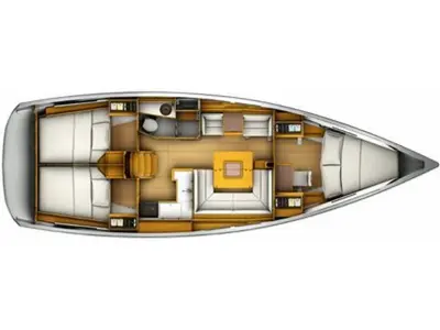 Floor plan of COCONUT, a Jeanneau Sun Odyssey 419 sailboat at Propriano, France