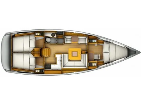 Floor plan of COCONUT, a Jeanneau Sun Odyssey 419 sailboat at Propriano, France
