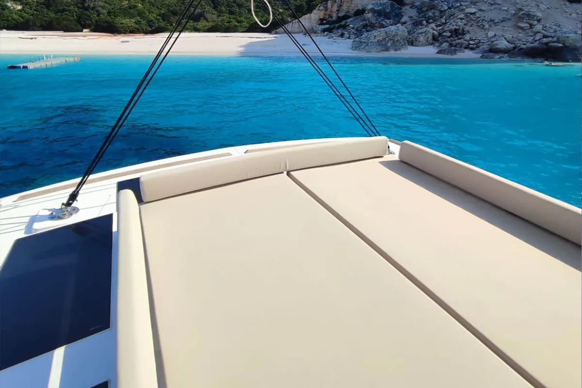 Deck of Noni, a Bali 4.6 catamaran at Lavrion, Greece
