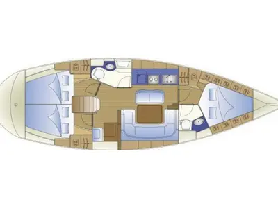 Floor plan of Arloup, a Bavaria Cruiser 40 sailboat at Kerners, France