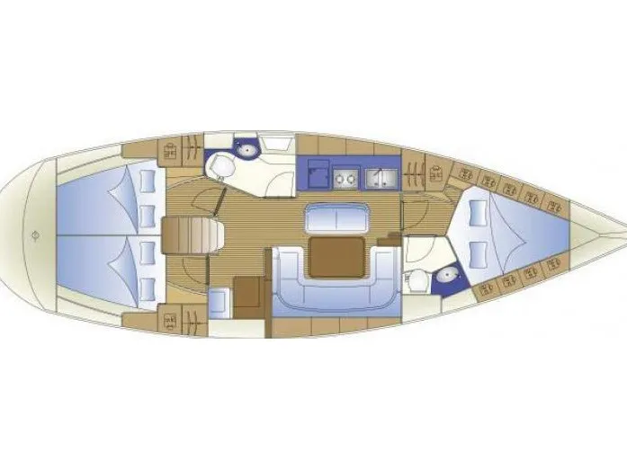 Floor plan of Arloup, a Bavaria Cruiser 40 sailboat at Kerners, France