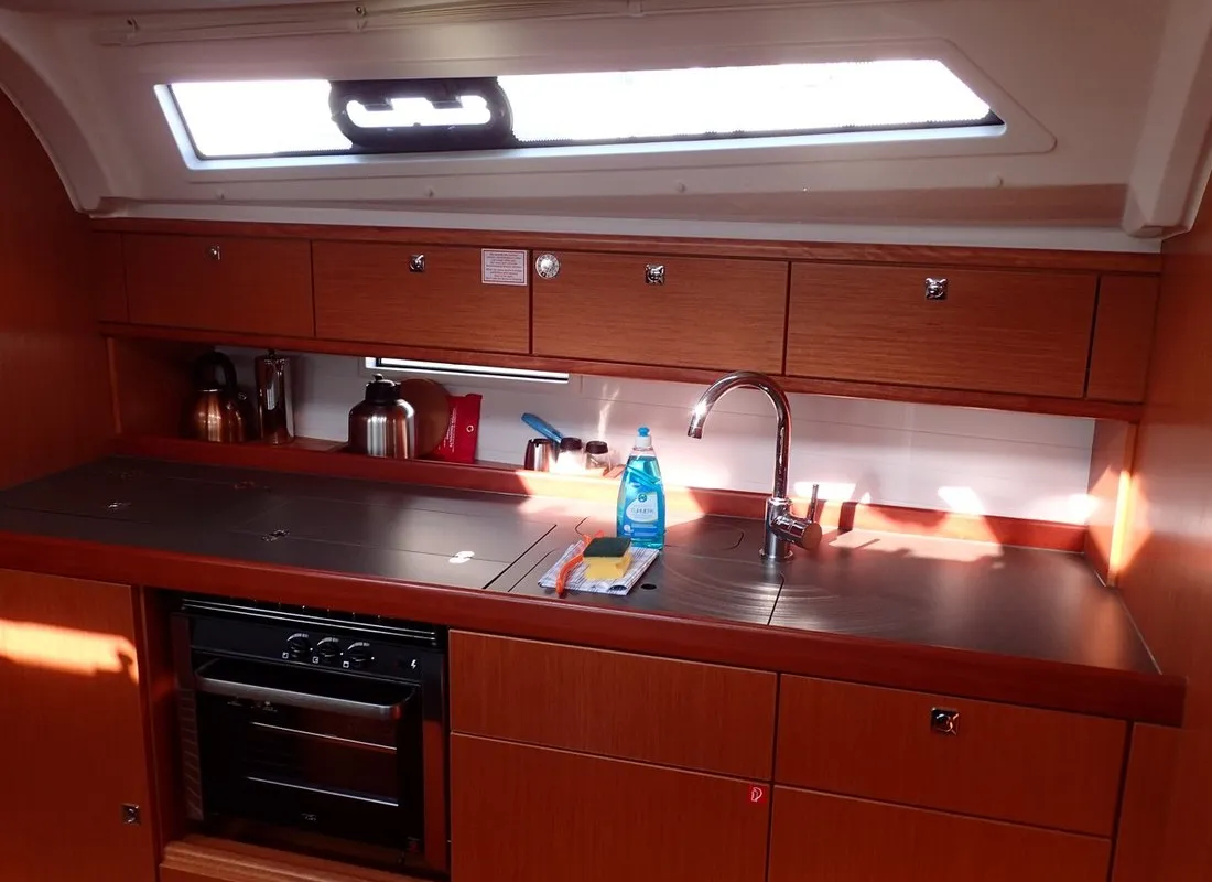 Galley of Lal, a Bavaria Cruiser 41 sailboat at Fethiye, Turkey