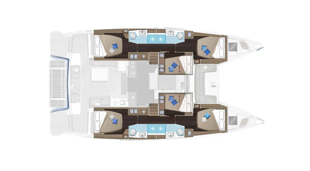 Floor plan of Almira, a Lagoon 51 catamaran at Athens, Greece