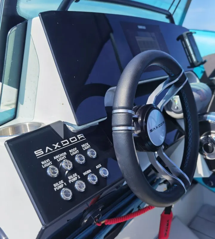 Cockpit of Saxdor 200, a motorboat at Sukošan, Croatia