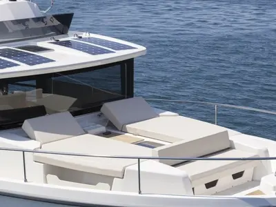 G&K2, a Cranchi T43 Eco Trawler motorboat at Cannigione, Italy