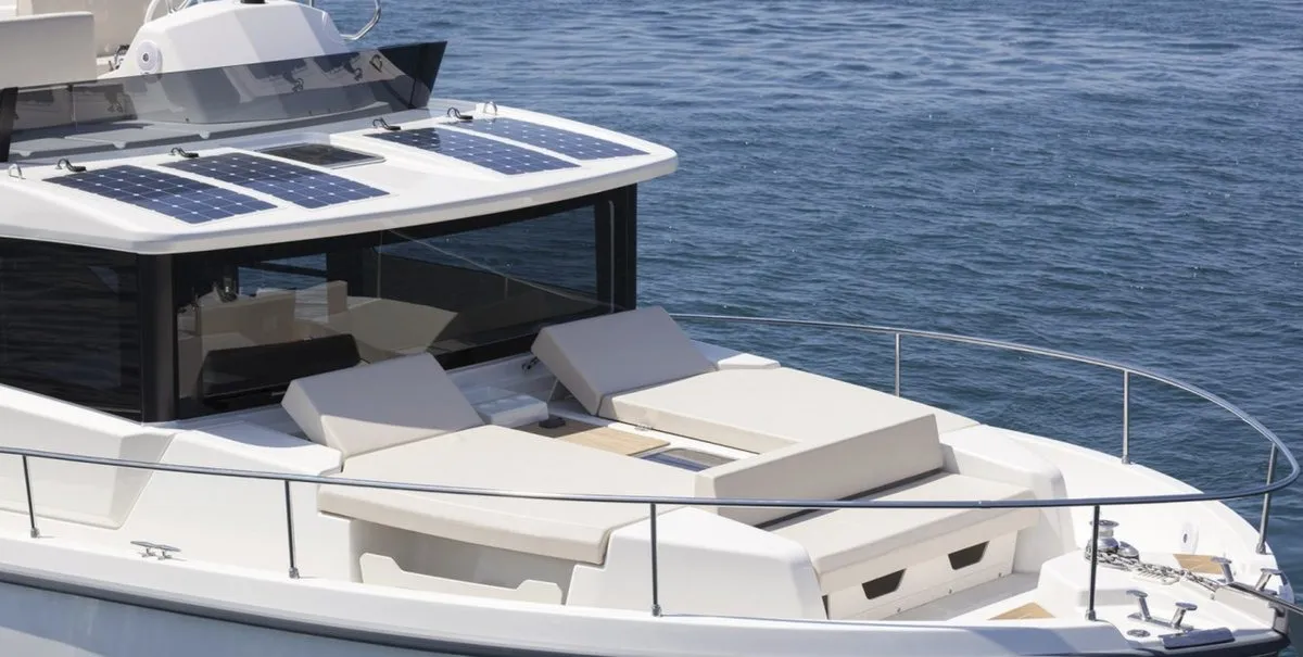 G&K2, a Cranchi T43 Eco Trawler motorboat at Cannigione, Italy