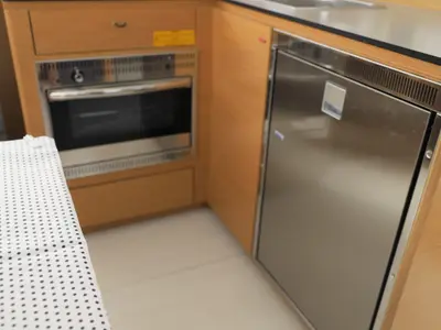 Galley of Whispering Breeze, a Excess 11 catamaran at Fethiye, Turkey
