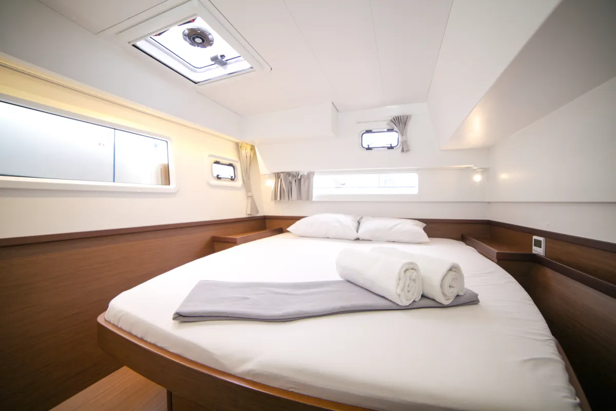 Cabin on Sail Adasu, a Lagoon 42 catamaran at Fethiye, Turkey