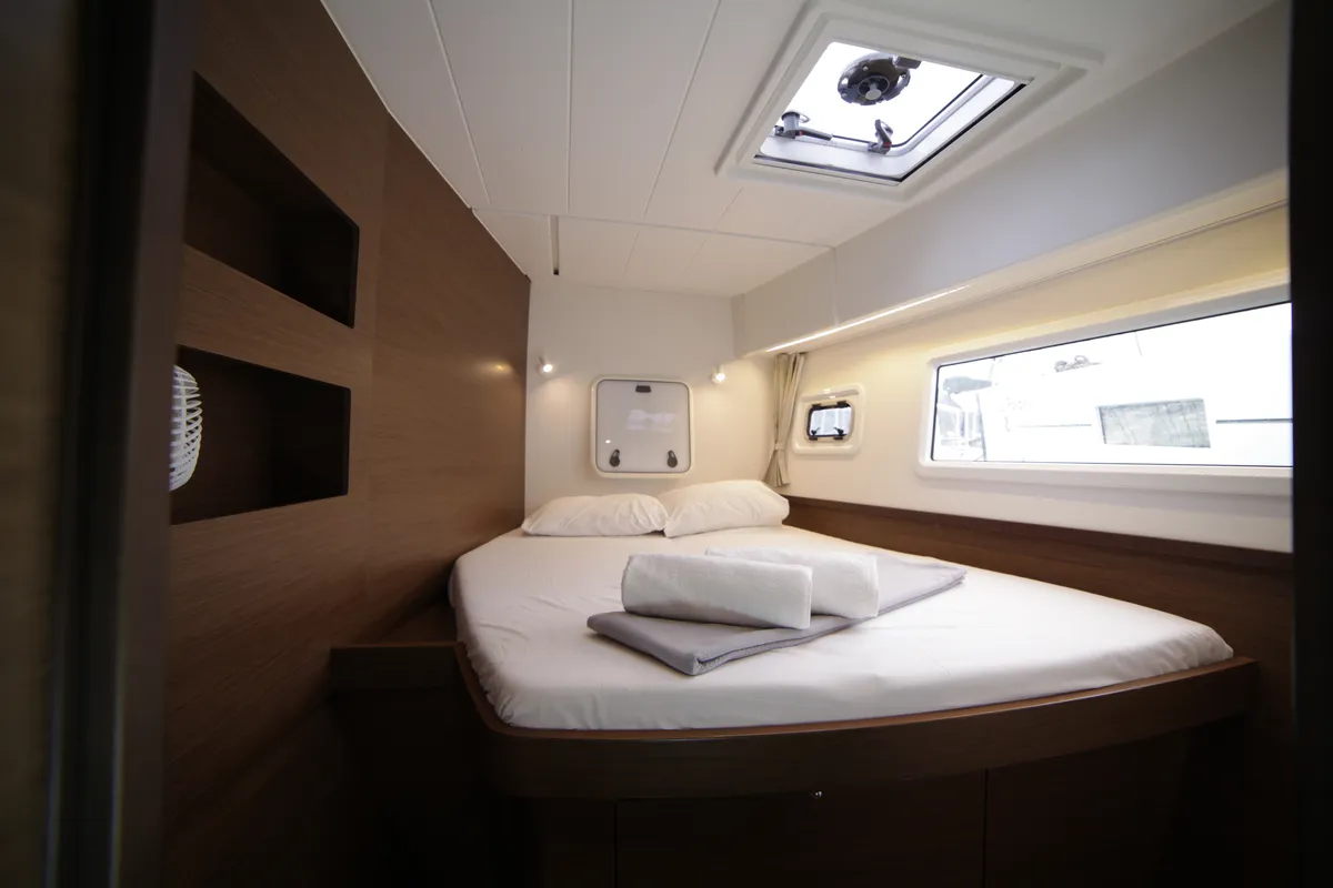 Cabin on Sail Adasu, a Lagoon 42 catamaran at Fethiye, Turkey