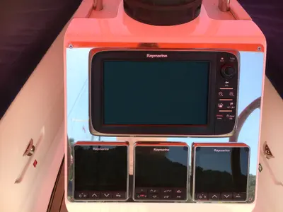 Cockpit of Roger Rabbit, a Bavaria 37 sailboat at Fethiye, Turkey