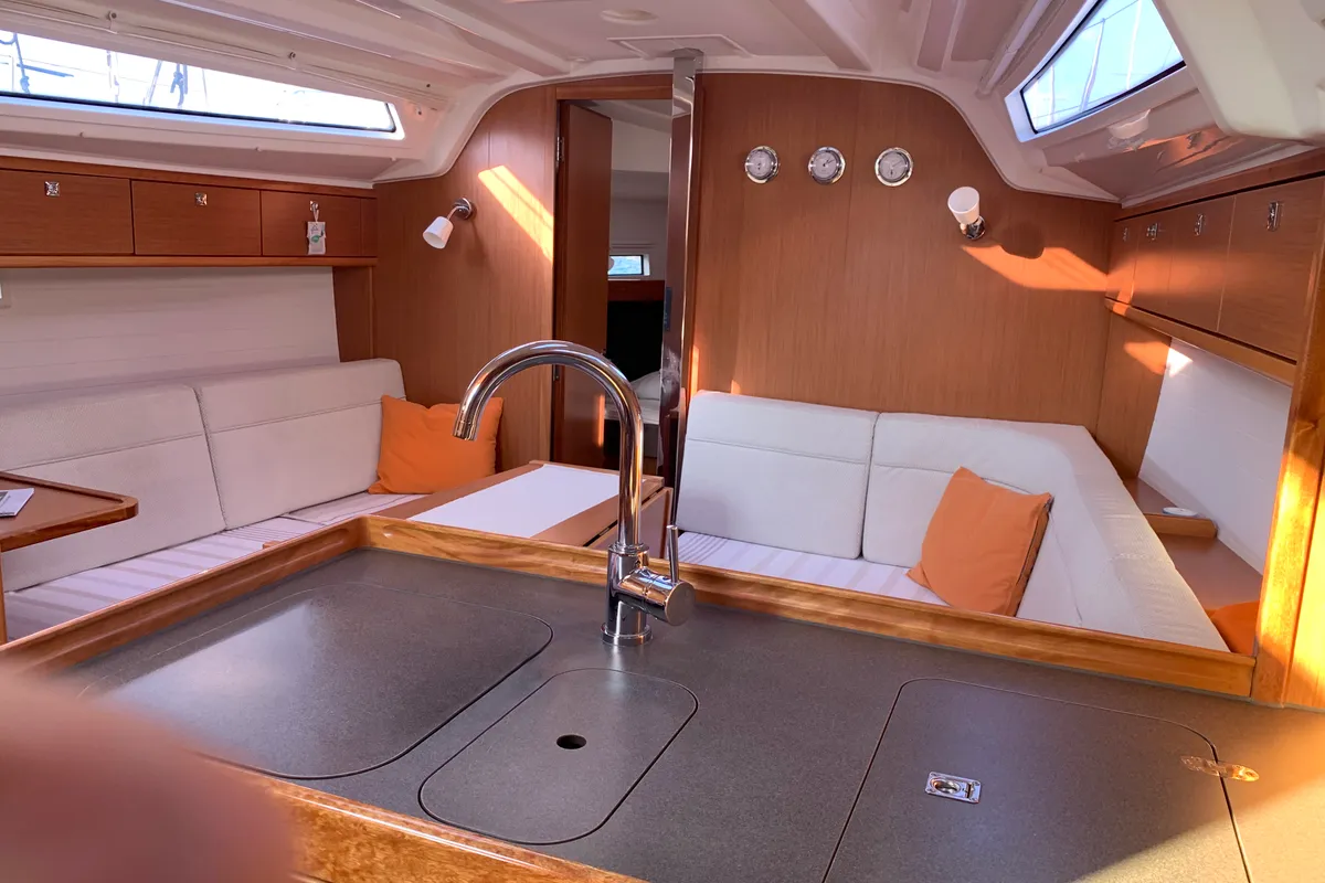 Galley of Roger Rabbit, a Bavaria 37 sailboat at Fethiye, Turkey
