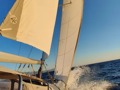 Exterior view of Bavaria 38, a sailboat at Volos, Greece