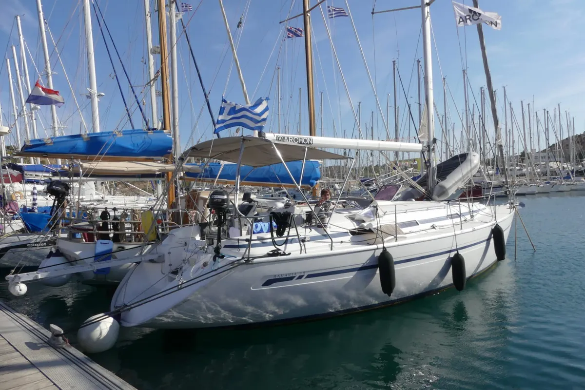 Exterior view of Bavaria 38, a sailboat at Volos, Greece