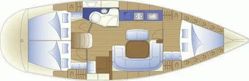 Floor plan of Bavaria 38, a sailboat at Volos, Greece