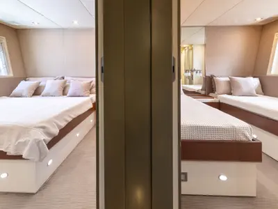 Cabin on Stealth One, a Gulet Mangusta 80 motor yacht at Cannes, France