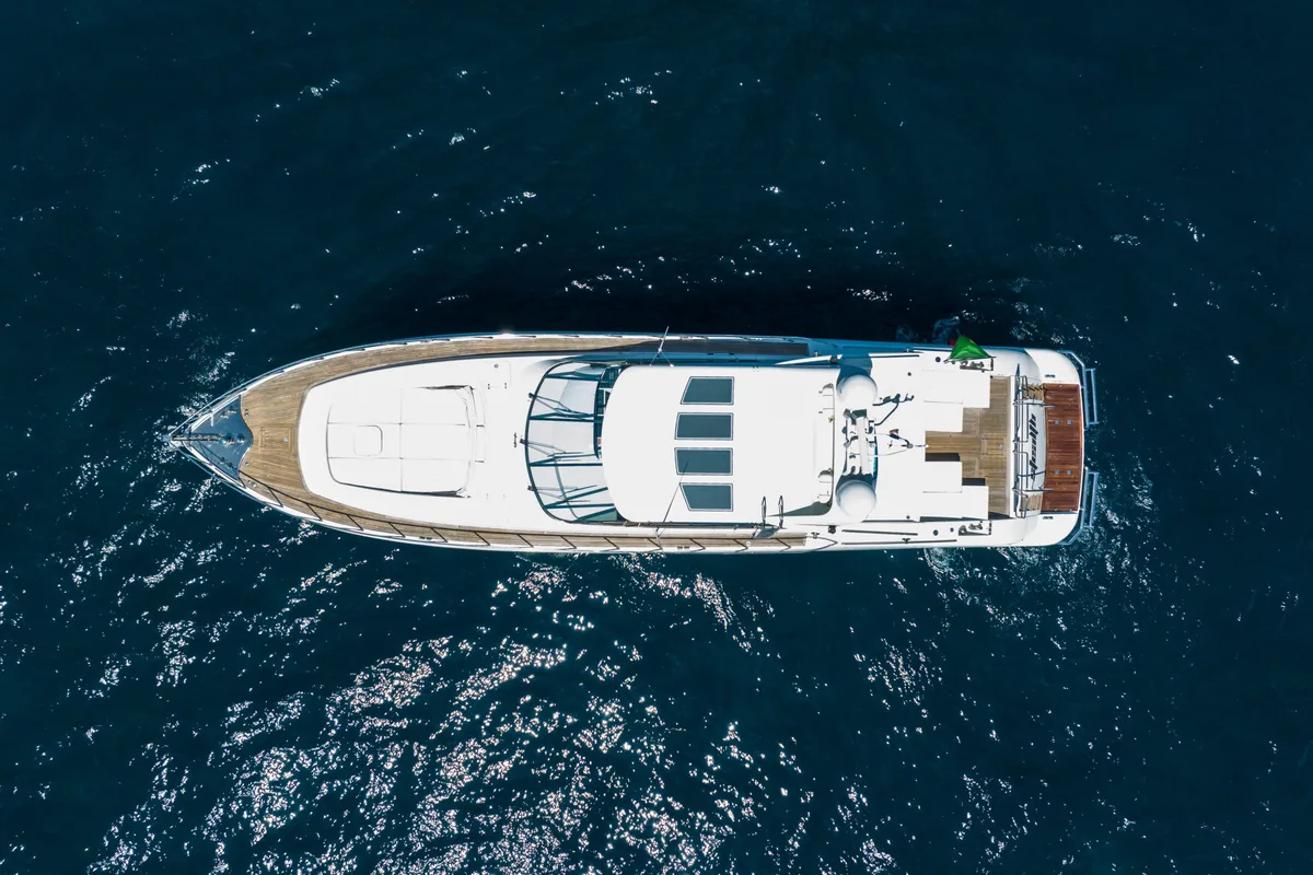 Exterior view of Stealth One, a Gulet Mangusta 80 motor yacht at Cannes, France