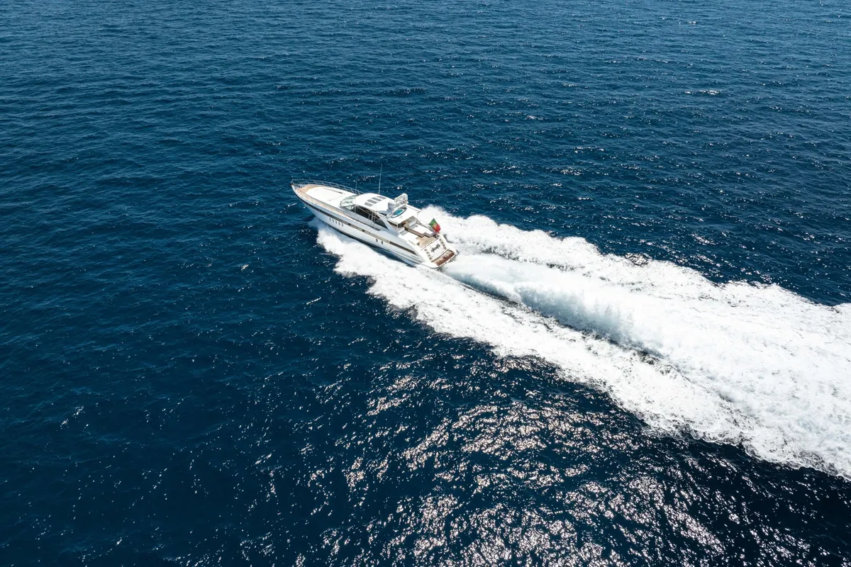Exterior view of Stealth One, a Gulet Mangusta 80 motor yacht at Cannes, France