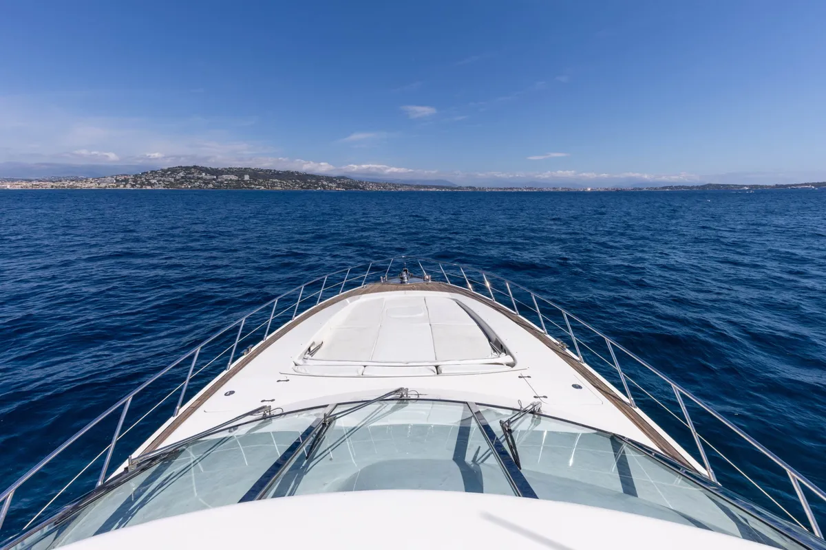 Deck of Stealth One, a Gulet Mangusta 80 motor yacht at Cannes, France