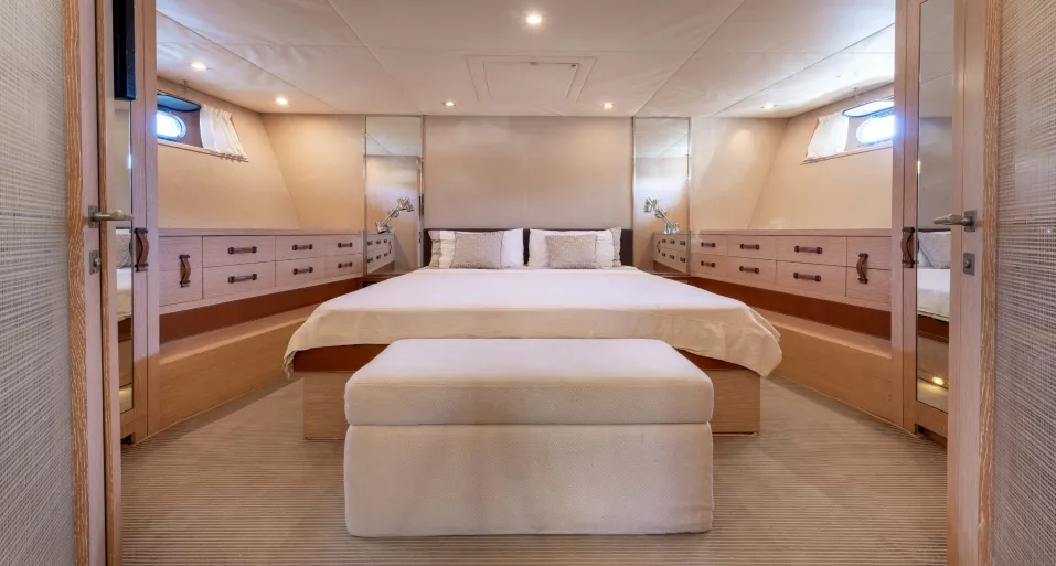 Cabin on Stealth One, a Gulet Mangusta 80 motor yacht at Cannes, France