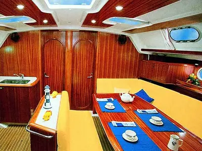 Salon of Dufour Gib Sea 51, a sailboat at Marmaris, Turkey