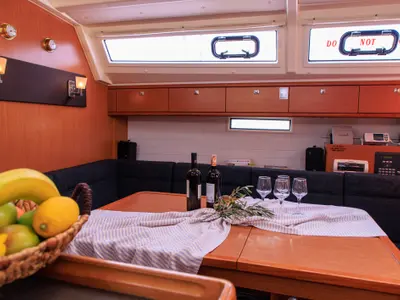 Salon of Kyveli, a Bavaria Cruiser 46 sailboat at Athens, Greece