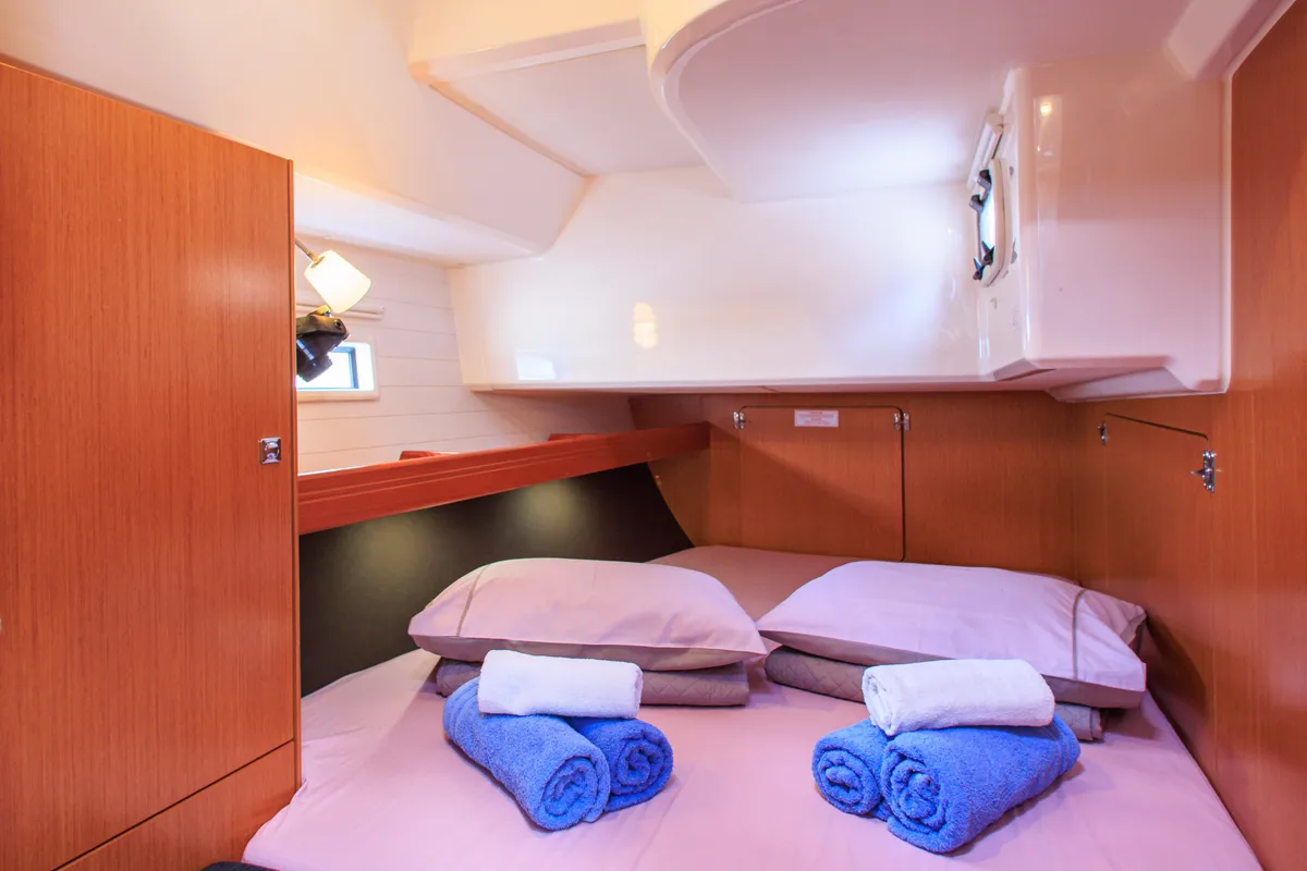 Cabin on Kyveli, a Bavaria Cruiser 46 sailboat at Athens, Greece