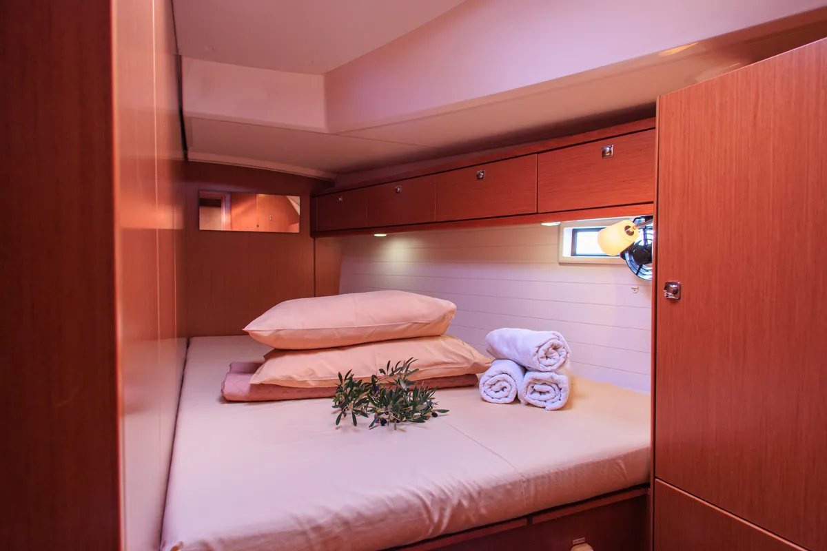 Cabin on Kyveli, a Bavaria Cruiser 46 sailboat at Athens, Greece